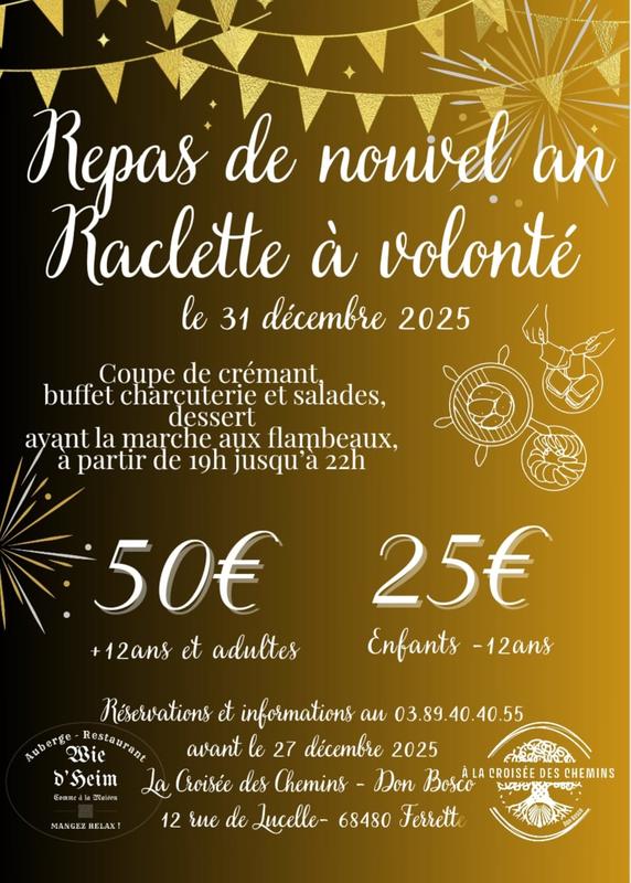 Repas de nouvel an Raclette et Fondue marche aux Flambeaux 2025
