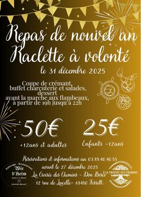 Repas de nouvel an Raclette et Fondue marche aux Flambeaux 2025