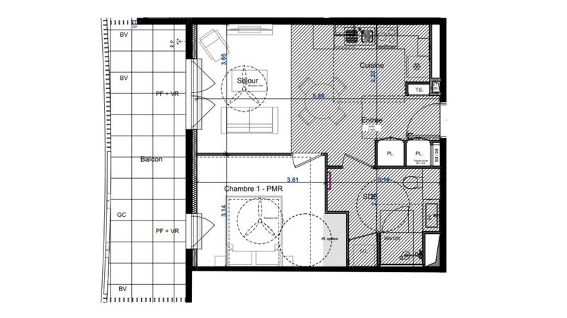 Appartement - 44 m² - 2 pièces