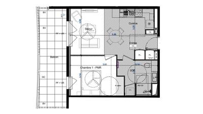 Appartement - 44 m² - 2 pièces