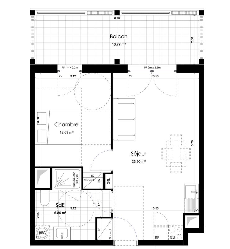 Appartement - 43 m² - 2 pièces