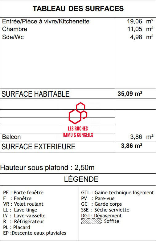 Appartement - 35 m² - 2 pièces