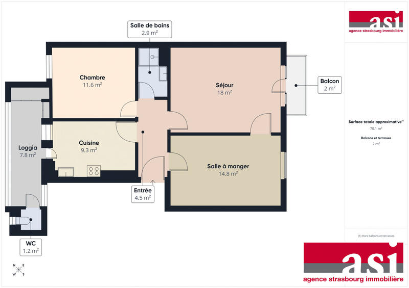 Appartement - 71 m² - 3 pièces