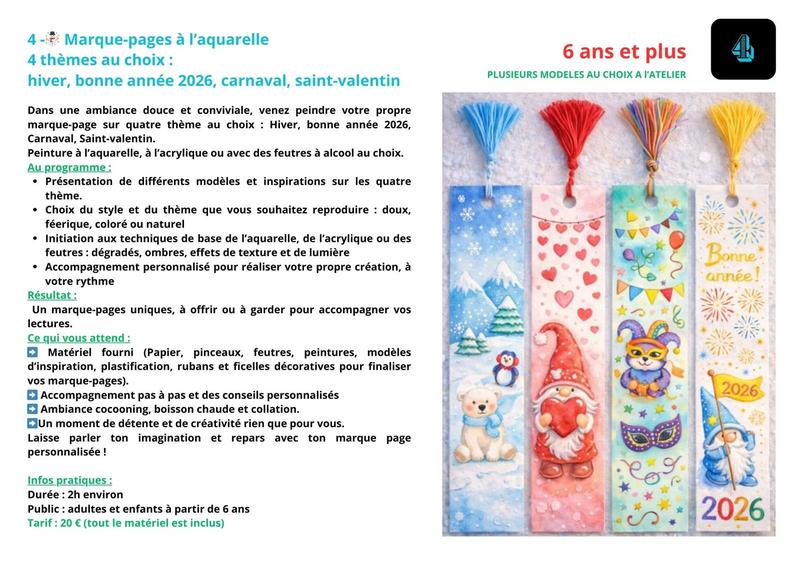 Ateliers créatifs : Carnaval, Hiver, Saint-Valentin