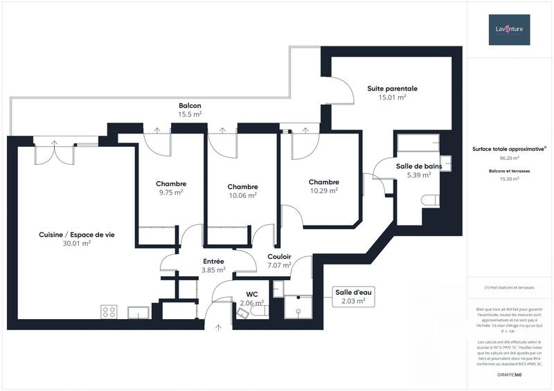 Appartement - 96 m² - 5 pièces