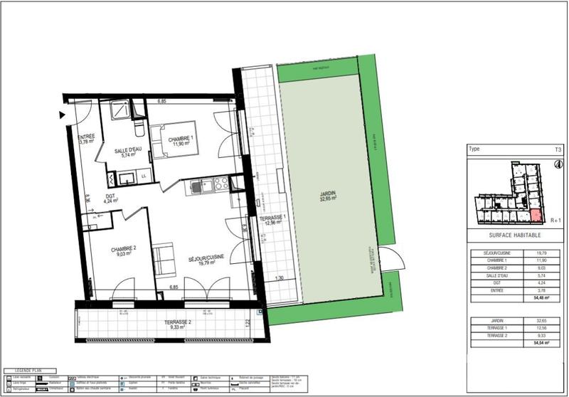 Appartement - 50 m² - 2 pièces