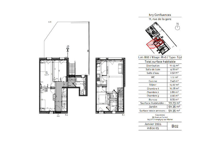 Appartement - 79 m² - 4 pièces