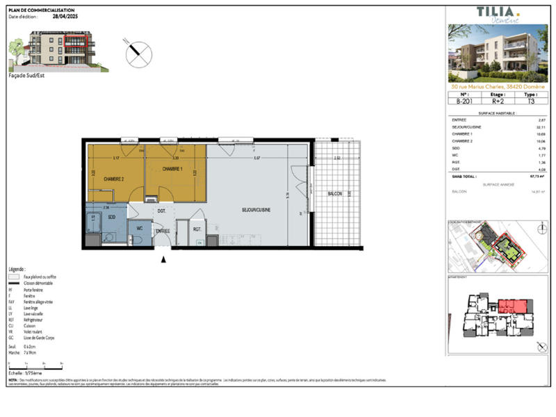 Appartement - 67 m² - 3 pièces