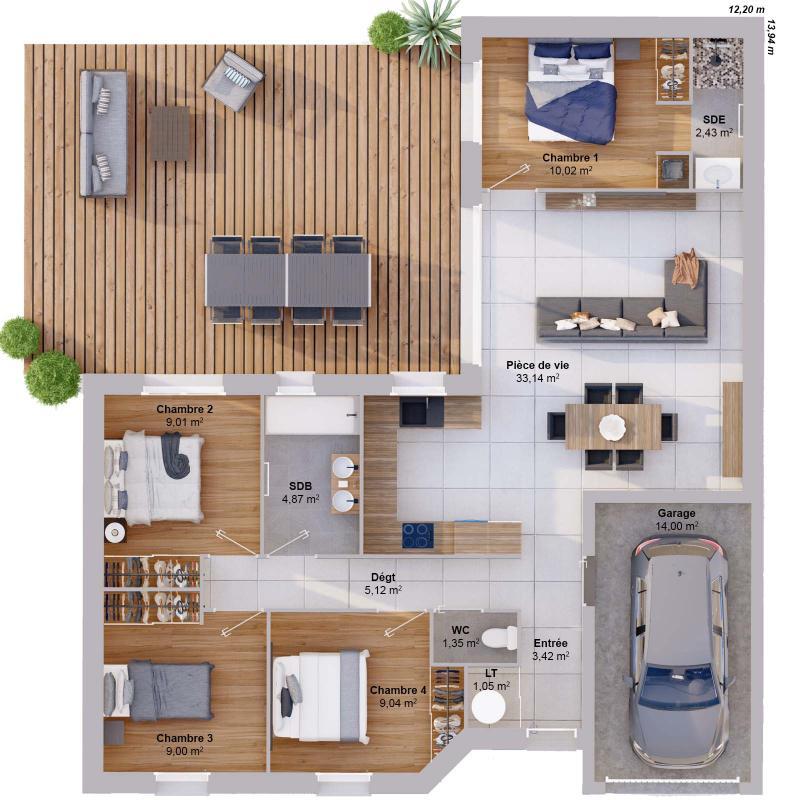 Maison - 88 m² - 6 pièces