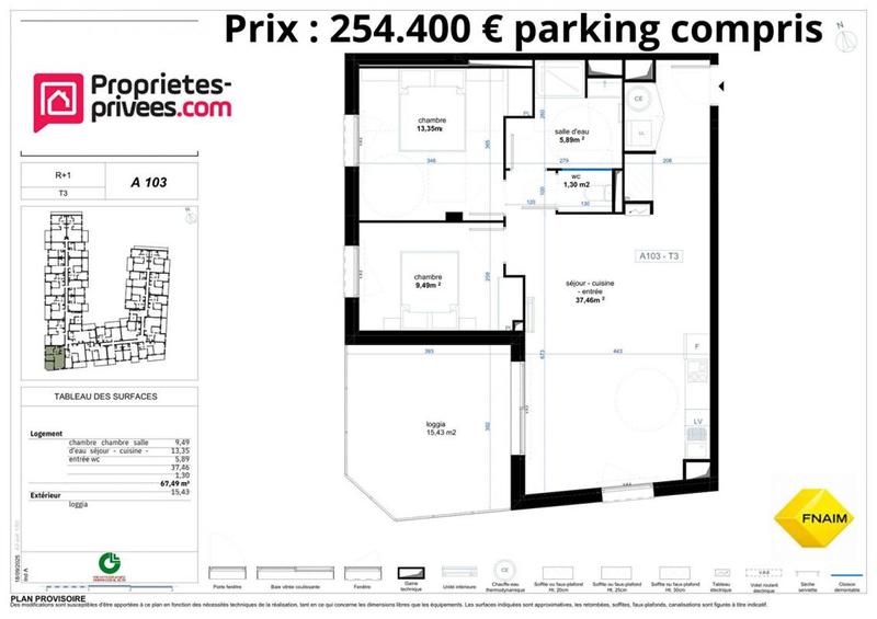 Appartement - 67 m² - 3 pièces