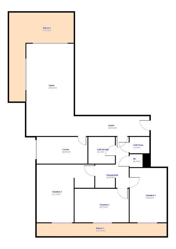 Appartement - 85 m² - 4 pièces