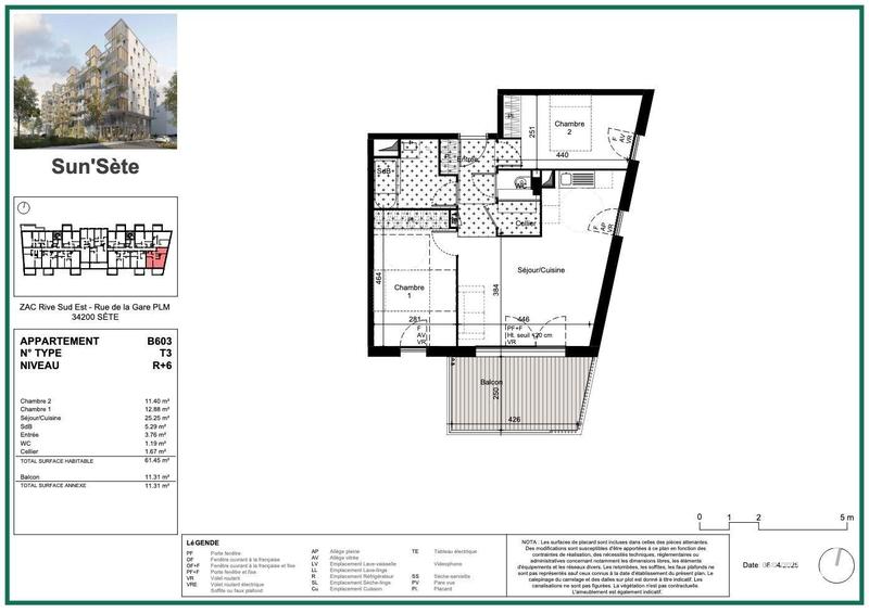 Appartement - 61 m² - 3 pièces