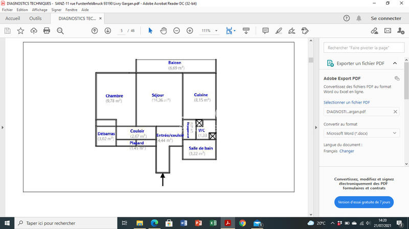 Appartement - 52 m² - 2 pièces
