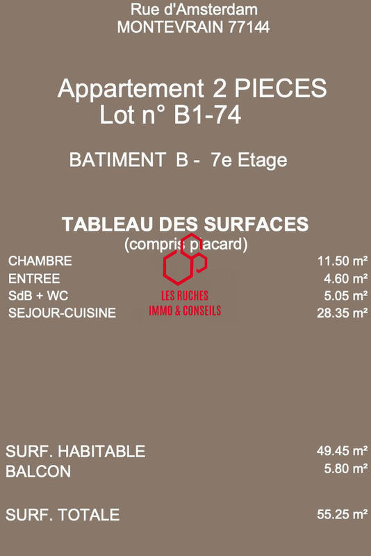 Appartement - 49 m² - 2 pièces