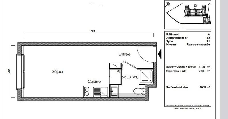 Appartement - 20 m² - 1 pièce