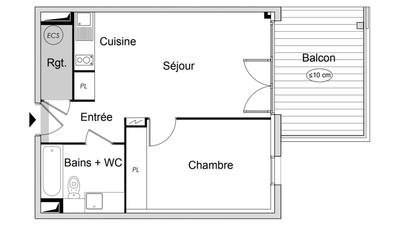 Appartement - 44 m² - 2 pièces