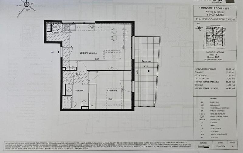 Appartement - 50 m² - 2 pièces