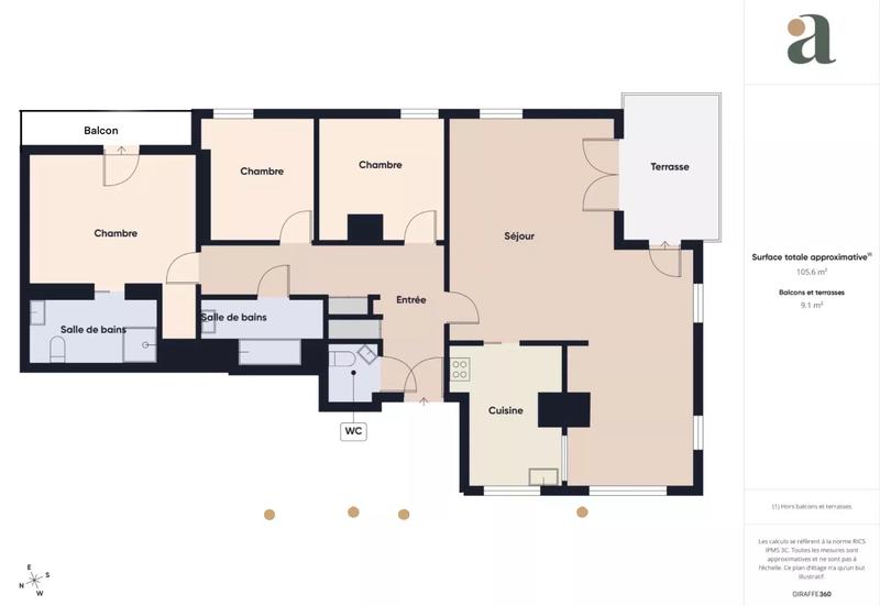 Appartement - 105 m² - 5 pièces