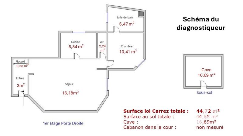Appartement - 45 m² - 2 pièces
