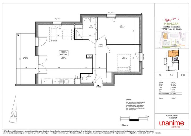 Appartement - 70 m² - 3 pièces