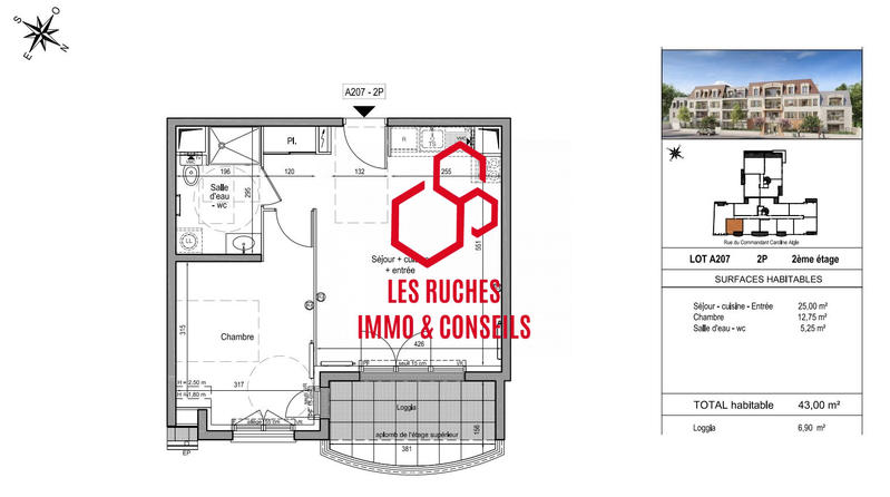 Appartement - 43 m² - 2 pièces