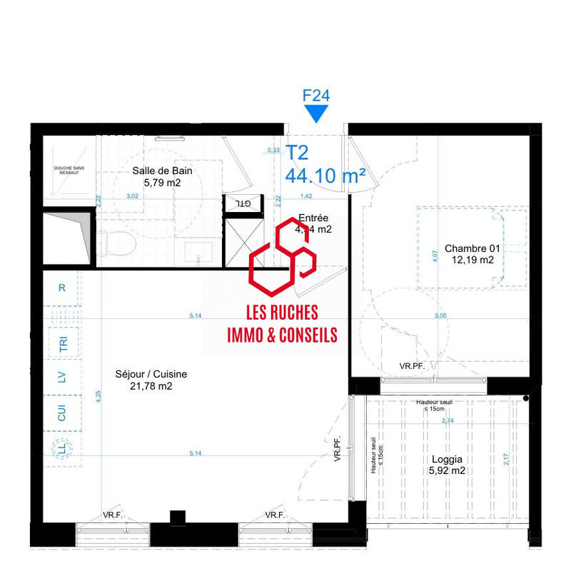 Appartement - 44 m² - 2 pièces