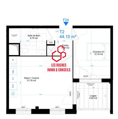 Appartement - 44 m² - 2 pièces