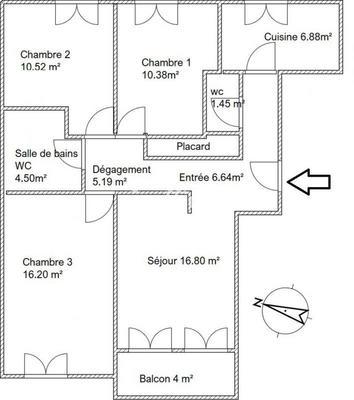 Appartement - 79 m² - 4 pièces