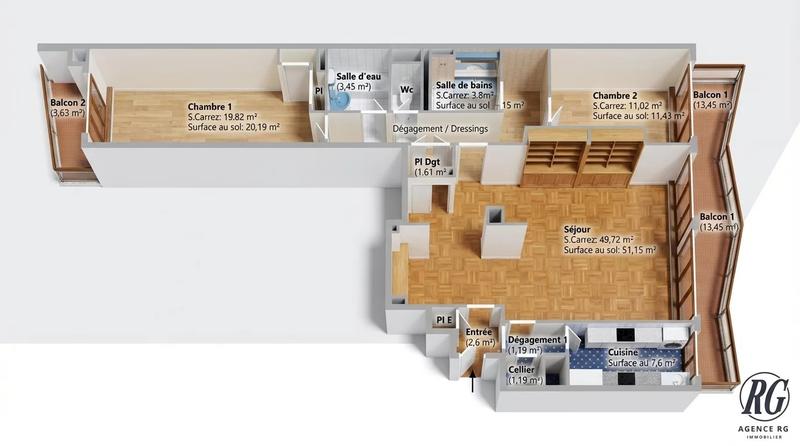 Appartement - 113 m² - 5 pièces