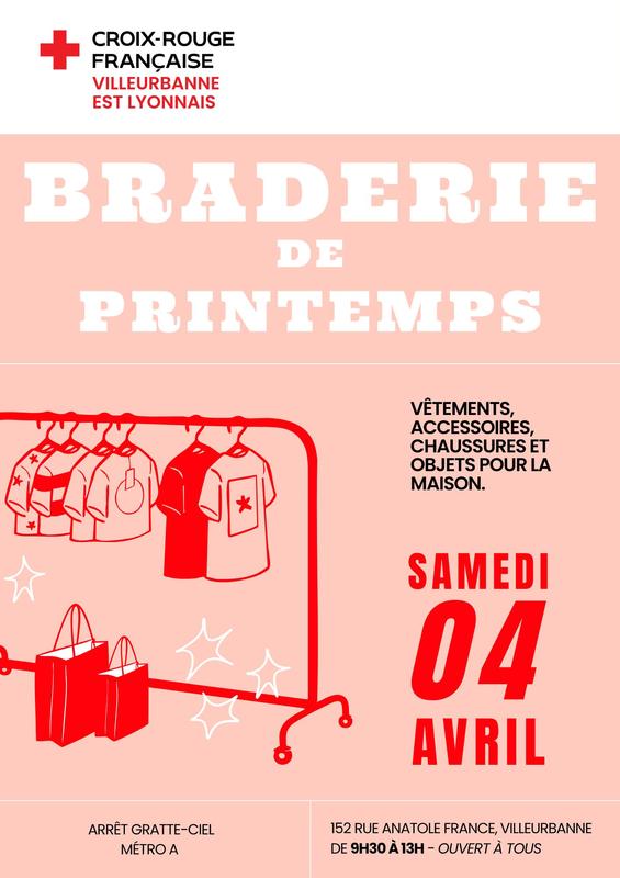 Braderie de la Croix-Rouge Villeurbanne Est-Lyonnais le 4 avril 2026