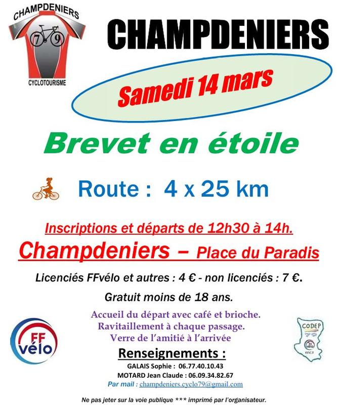 Brevet en étoile avec Champdeniers cyclotourisme