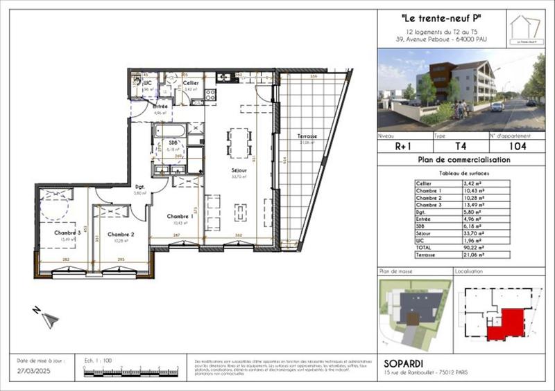 Appartement - 90 m² - 4 pièces