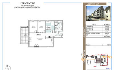 Appartement - 90 m² - 4 pièces