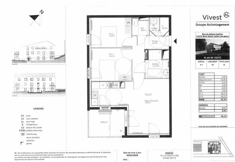Appartement - 71 m² - 3 pièces