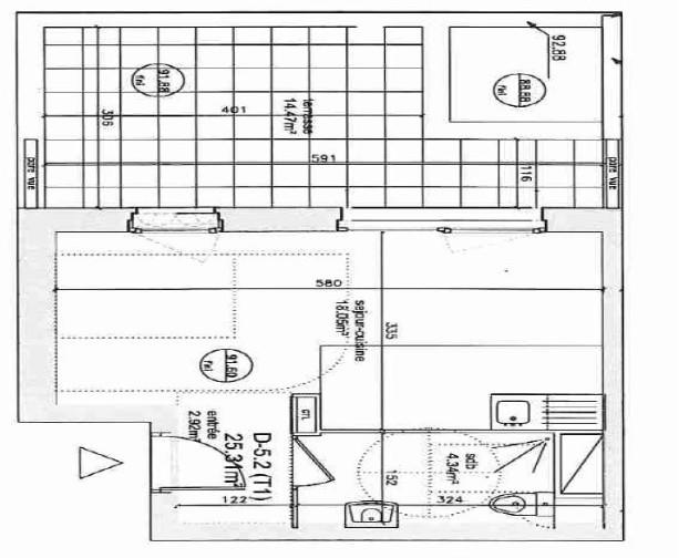 Studio - 25 m² - 1 pièce