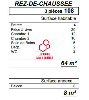 Appartement - 84 m² - 3 pièces