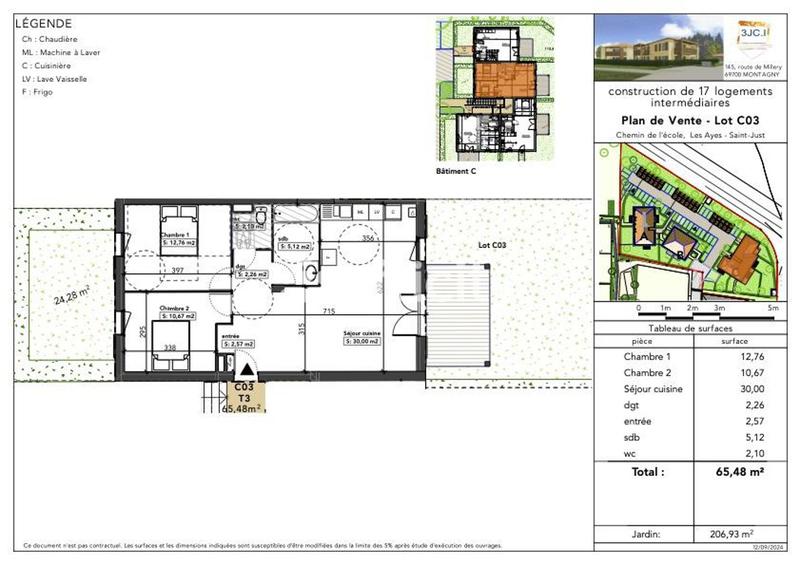 Appartement - 65 m² - 3 pièces