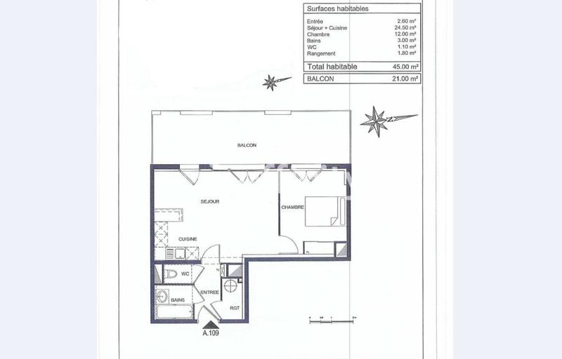 Appartement - 44 m² - 2 pièces