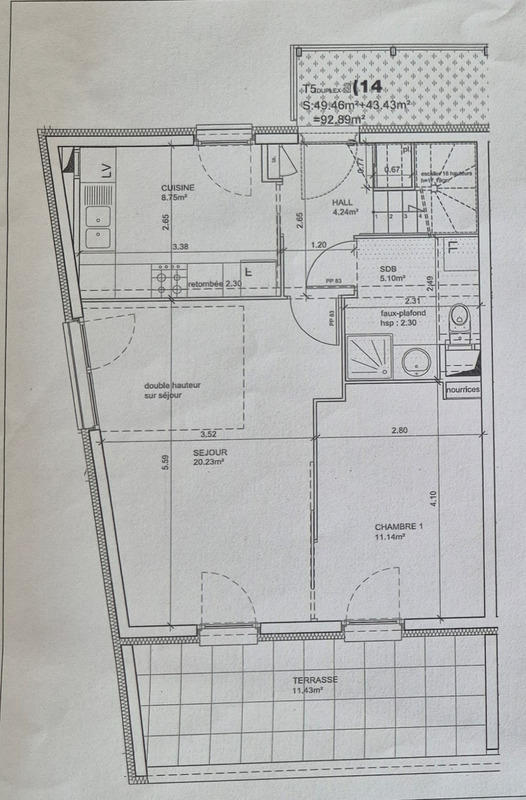 Duplex - 93 m² - 5 pièces