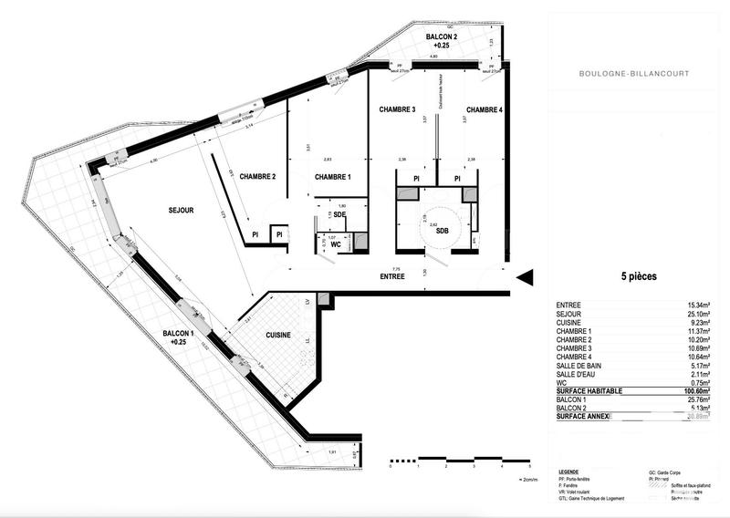 Appartement - 101 m² - 5 pièces