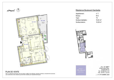Appartement - 72 m² - 3 pièces