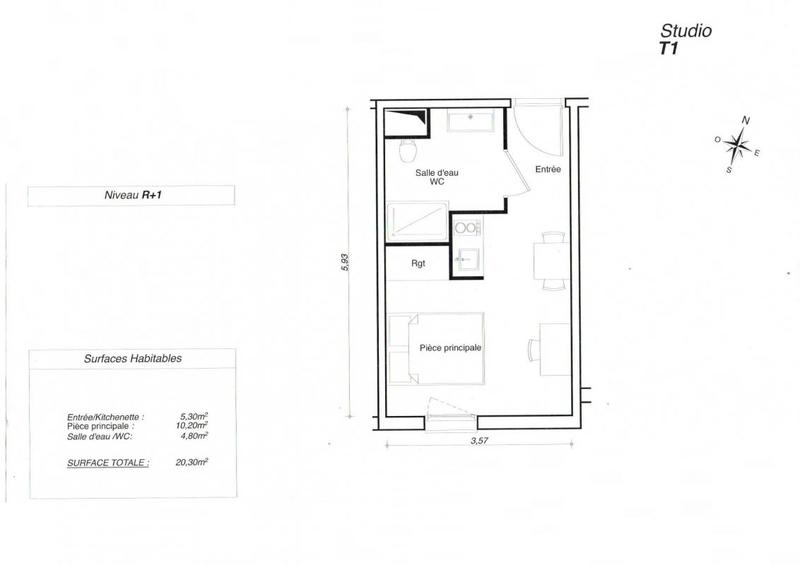 Appartement - 20 m² - 1 pièce