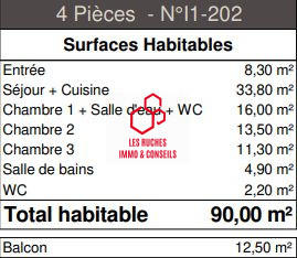 Appartement - 90 m² - 4 pièces