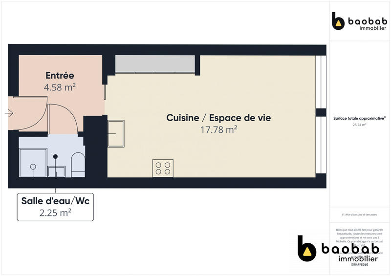 Appartement - 26 m² - 1 pièce