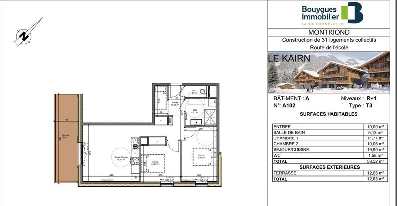 Appartement - 59 m² - 3 pièces