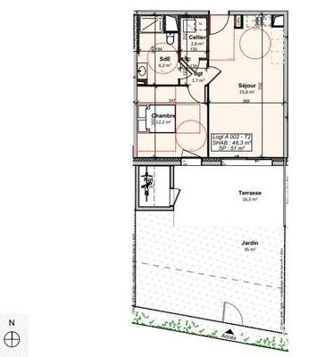 Appartement - 48 m² - 2 pièces