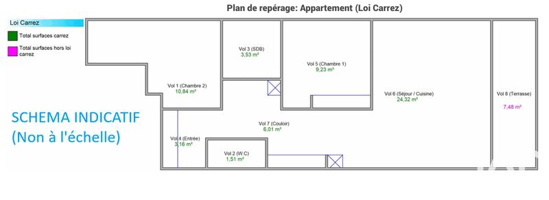 Appartement - 59 m² - 3 pièces