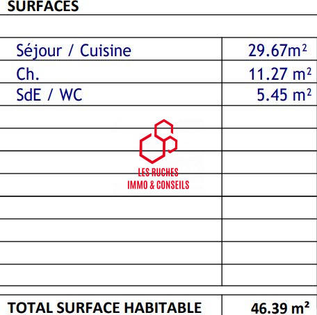 Appartement - 46 m² - 2 pièces