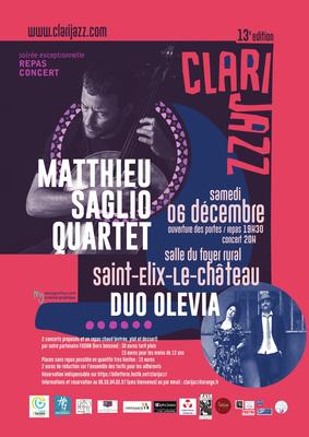 Repas -spectacle : Matthieu Saglio quartet - jazz méditerranéen et le Duo Olévia - chansons jazzy