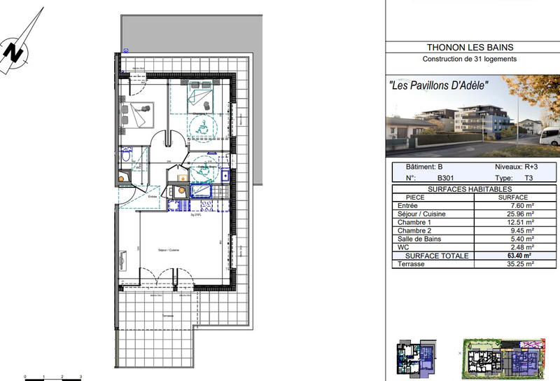 Appartement - 63 m² - 3 pièces